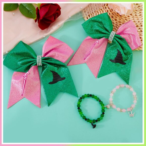 Wicked Friendship Hair Accessories Set Pink Green Clips Bracelets for Women - Picture 7 of 7
